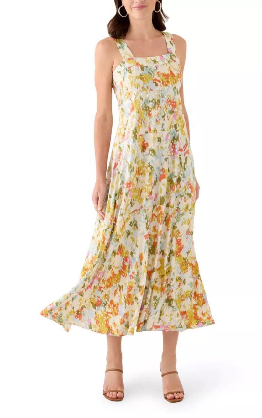 MSK Women's Smocked Back Challis Maxi Dress L